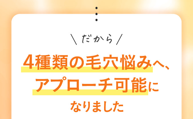 4種類の毛穴悩みへ、アプローチ可能になりました