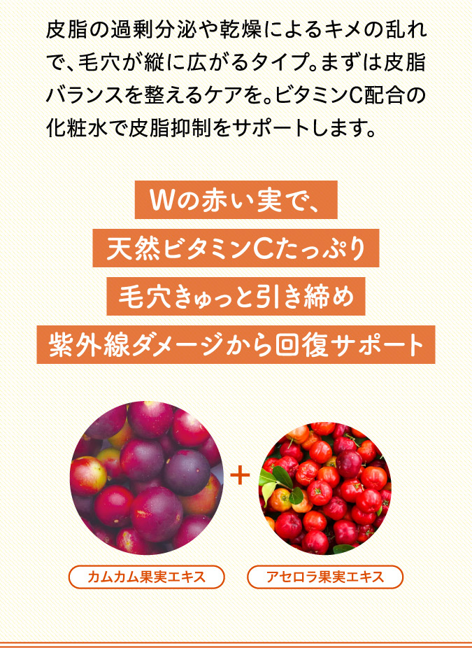 Wの赤い実で天然ビタミンCたっぷり毛穴きゅっと引き締め紫外線ダメージから回復サポート