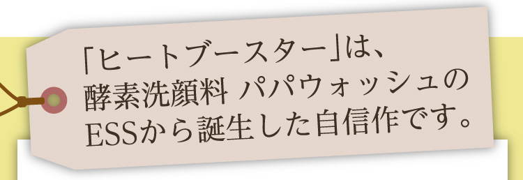 「ヒートブースター」は、酵素洗顔料 パパウォッシュのESSから誕生した自信作です。
