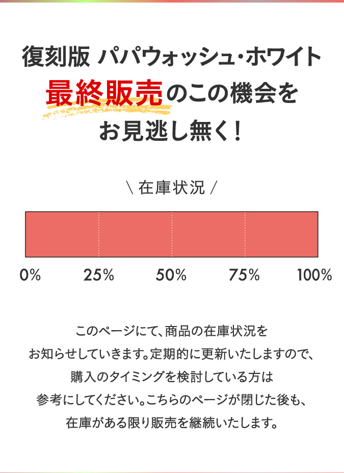 復刻版 パパウォッシュ・ホワイト最終販売のこの機会をお見逃し無く！