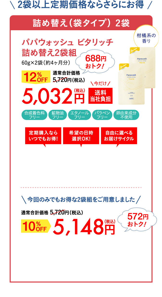 パパウォッシュ ビタリッチ詰め替え2袋組