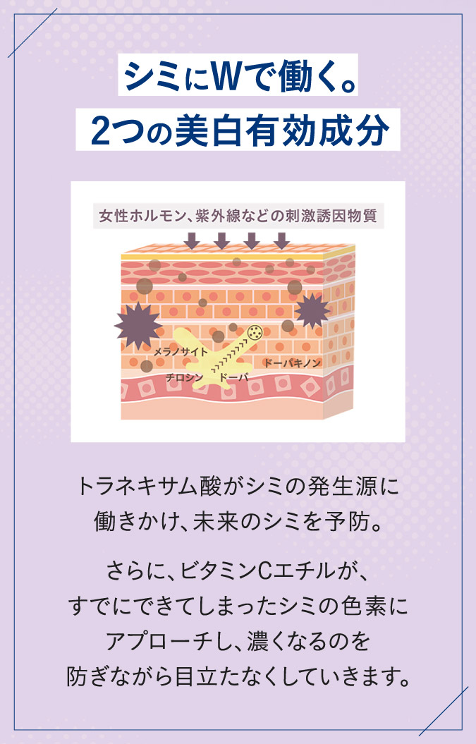 シミにWで働く。2つの美白有効成分