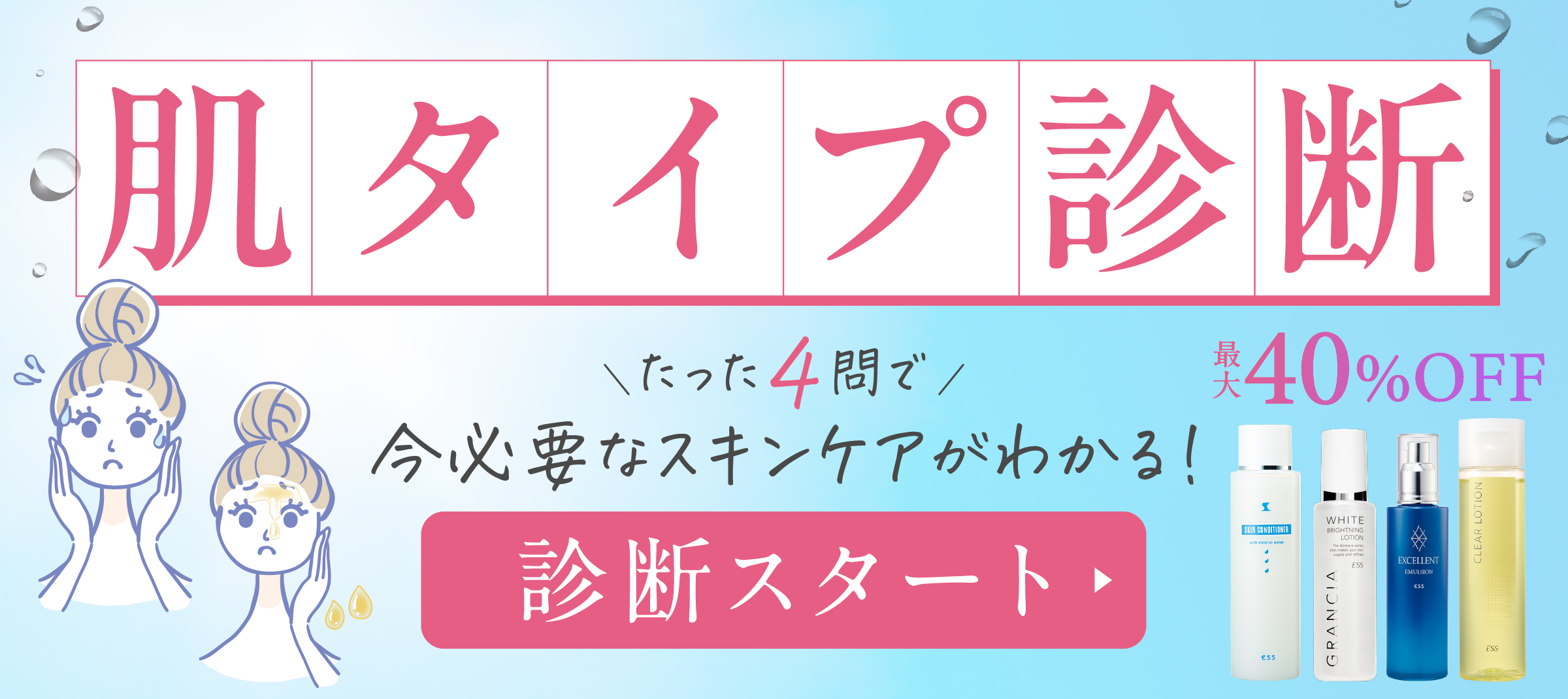 たった4問で今必要なスキンケアがわかる肌タイプ診断