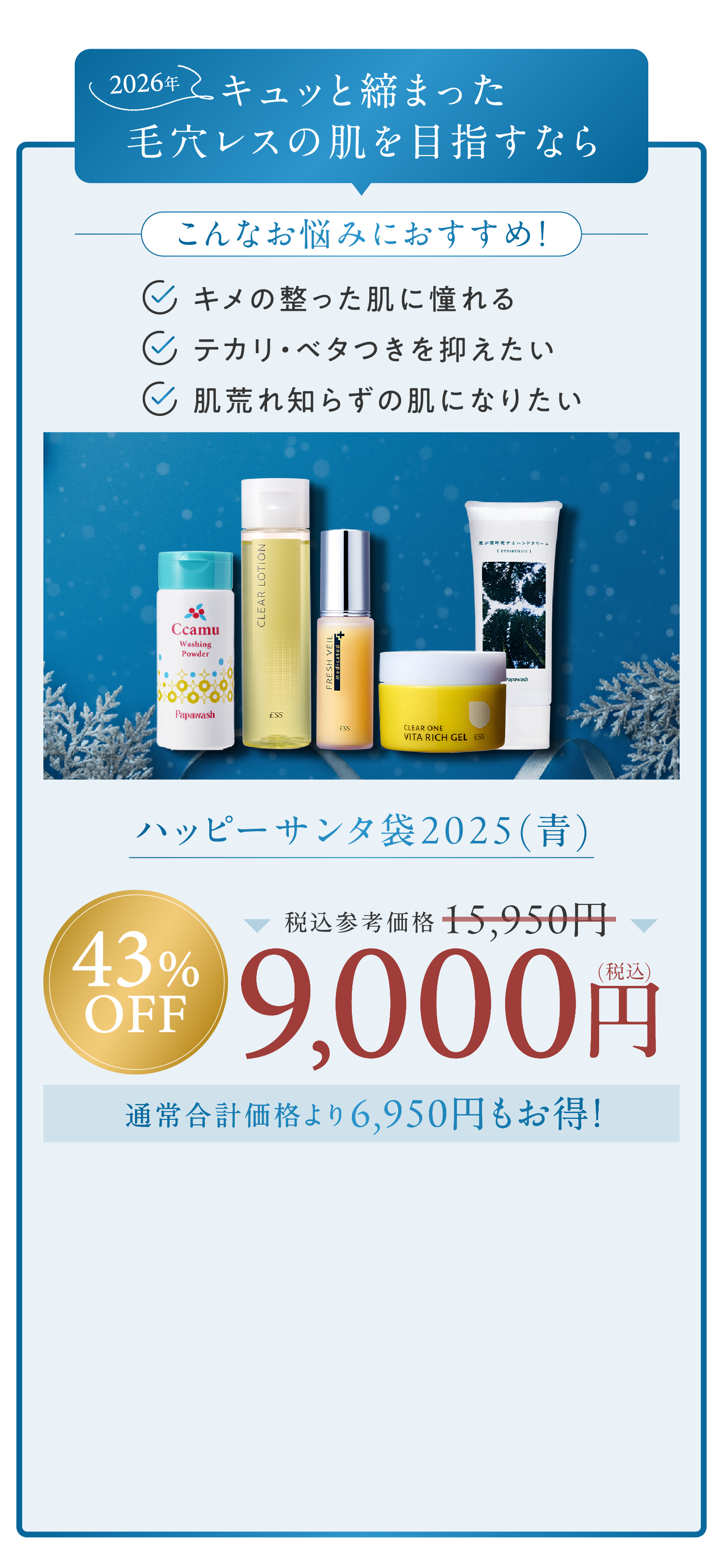 ハッピーサンタ袋2025(青)