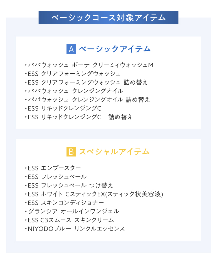 ベーシックコース対象アイテム