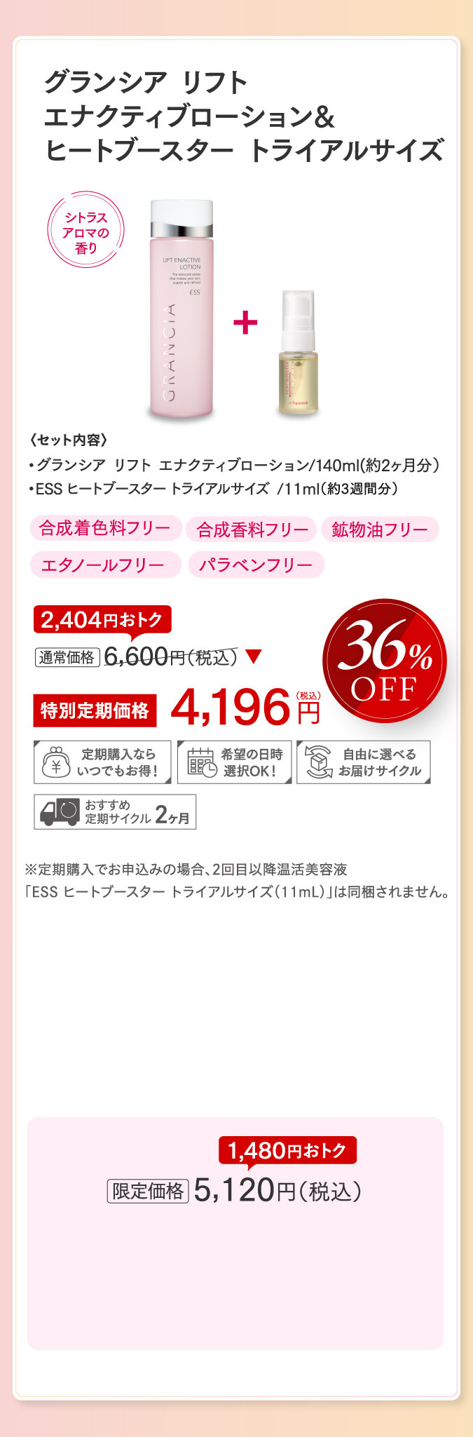 グランシア リフト エナクティブローション＆ヒートブースター トライアルサイズ