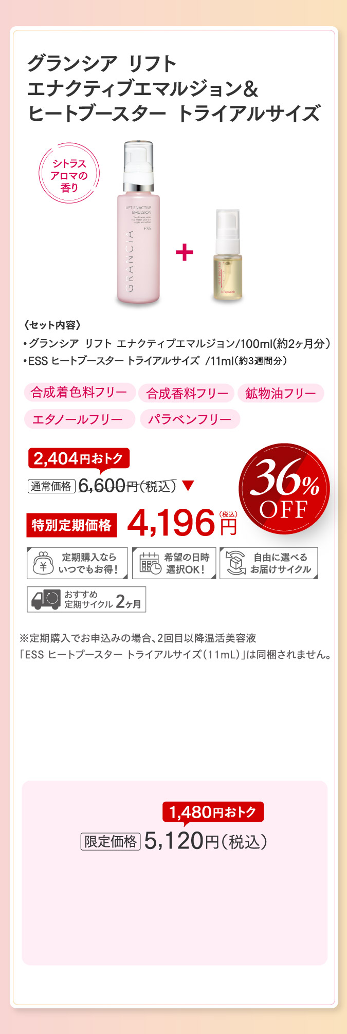 グランシア リフト エナクティブエマルジョン＆ヒートブースター トライアルサイズ