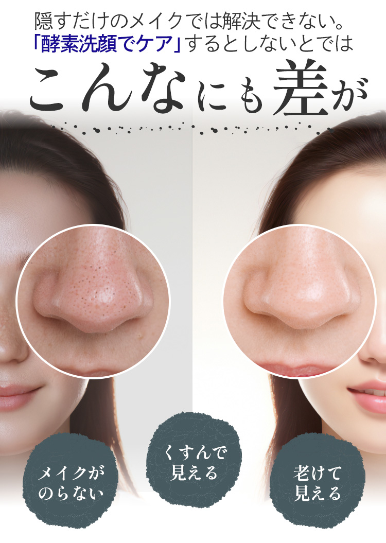 酵素洗顔でケアするとしないとではこんなにも差が